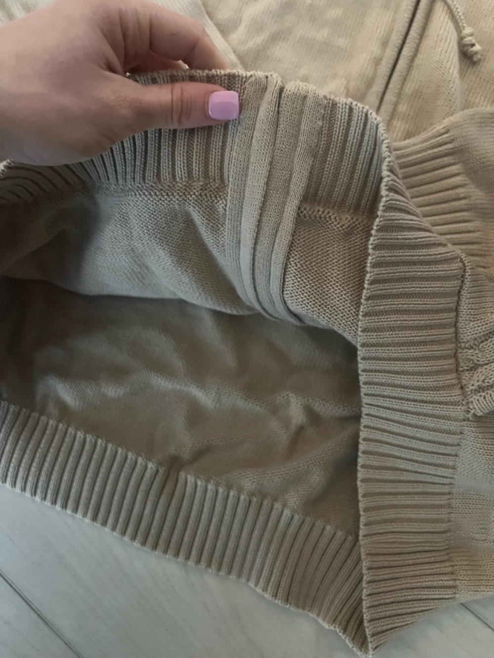 White Stag Beige Hoodie with Cable Knit Detail - Picture 9 of 9